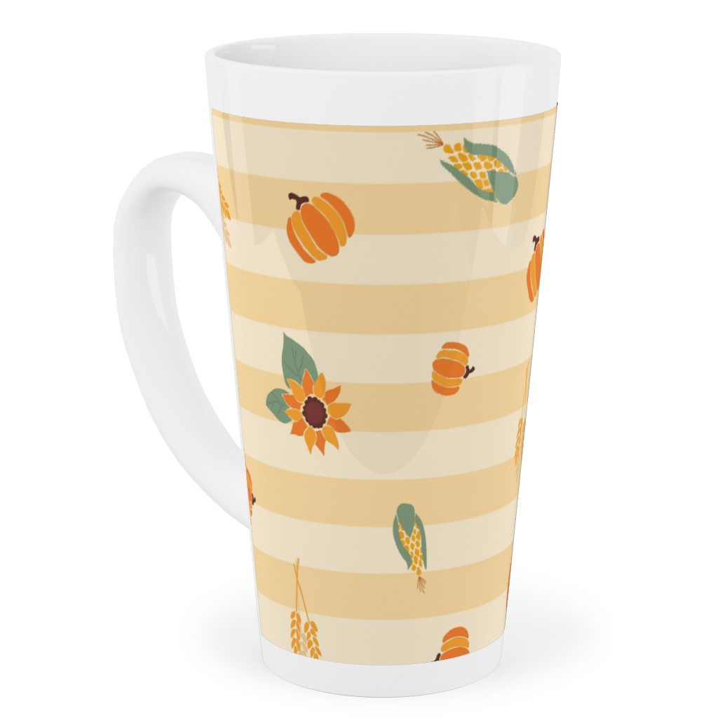 Autumn Nature Stripes - Orange Tall Latte Mug, 17oz, Orange, Orange