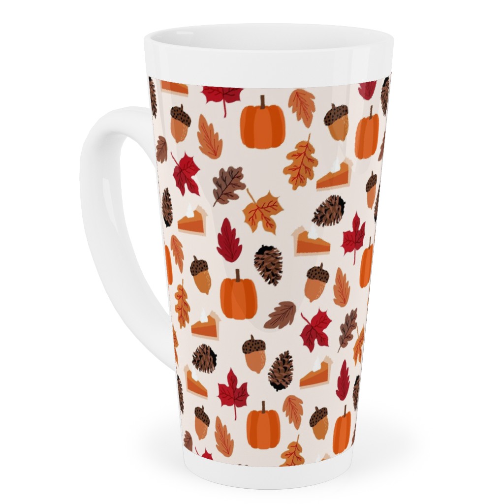 Autumn Leaves and Pumpkin Pie - Multi Tall Latte Mug, 17oz, Multicolor