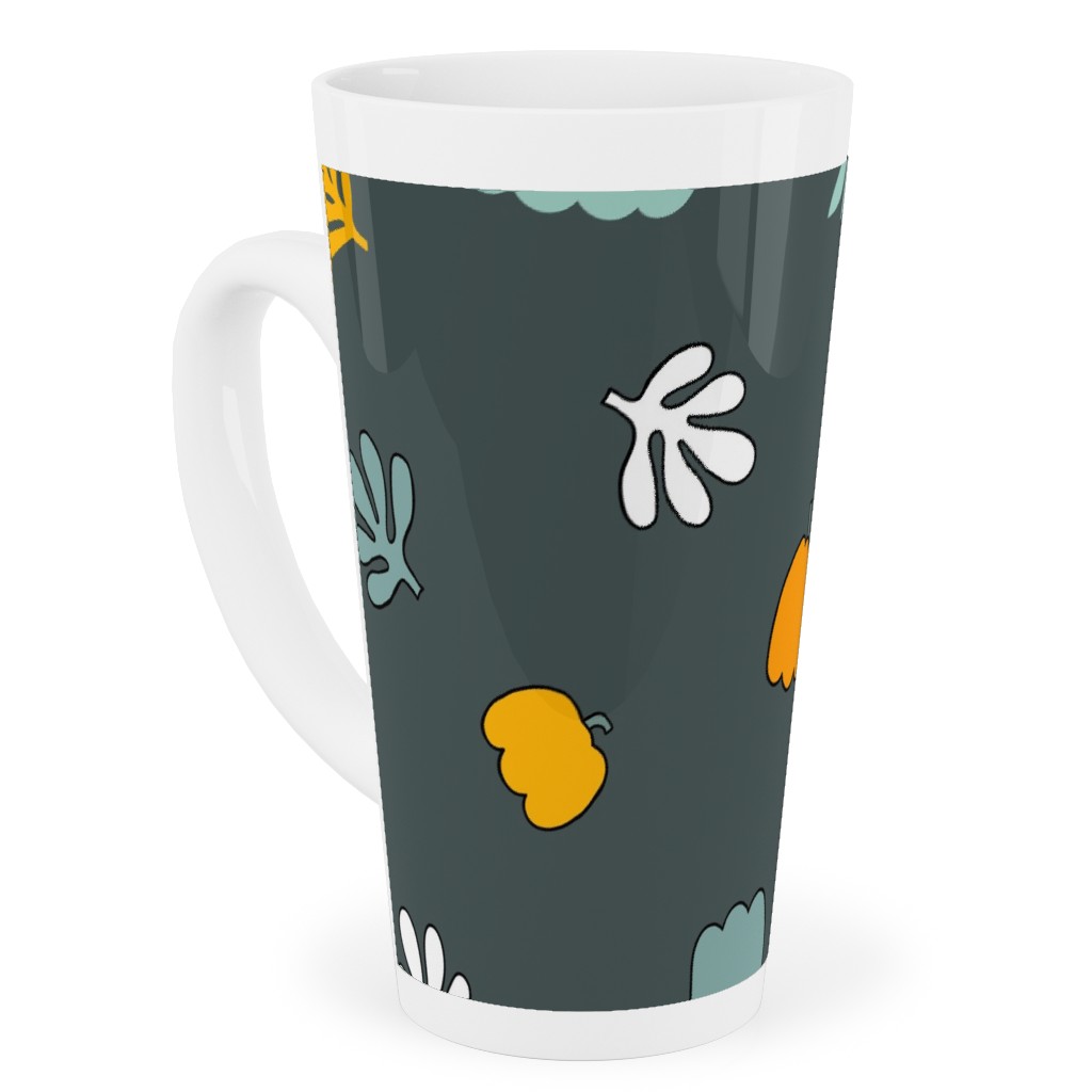 Autumn Harvest Vegetables - Dark Tall Latte Mug, 17oz, Green, Classic Green