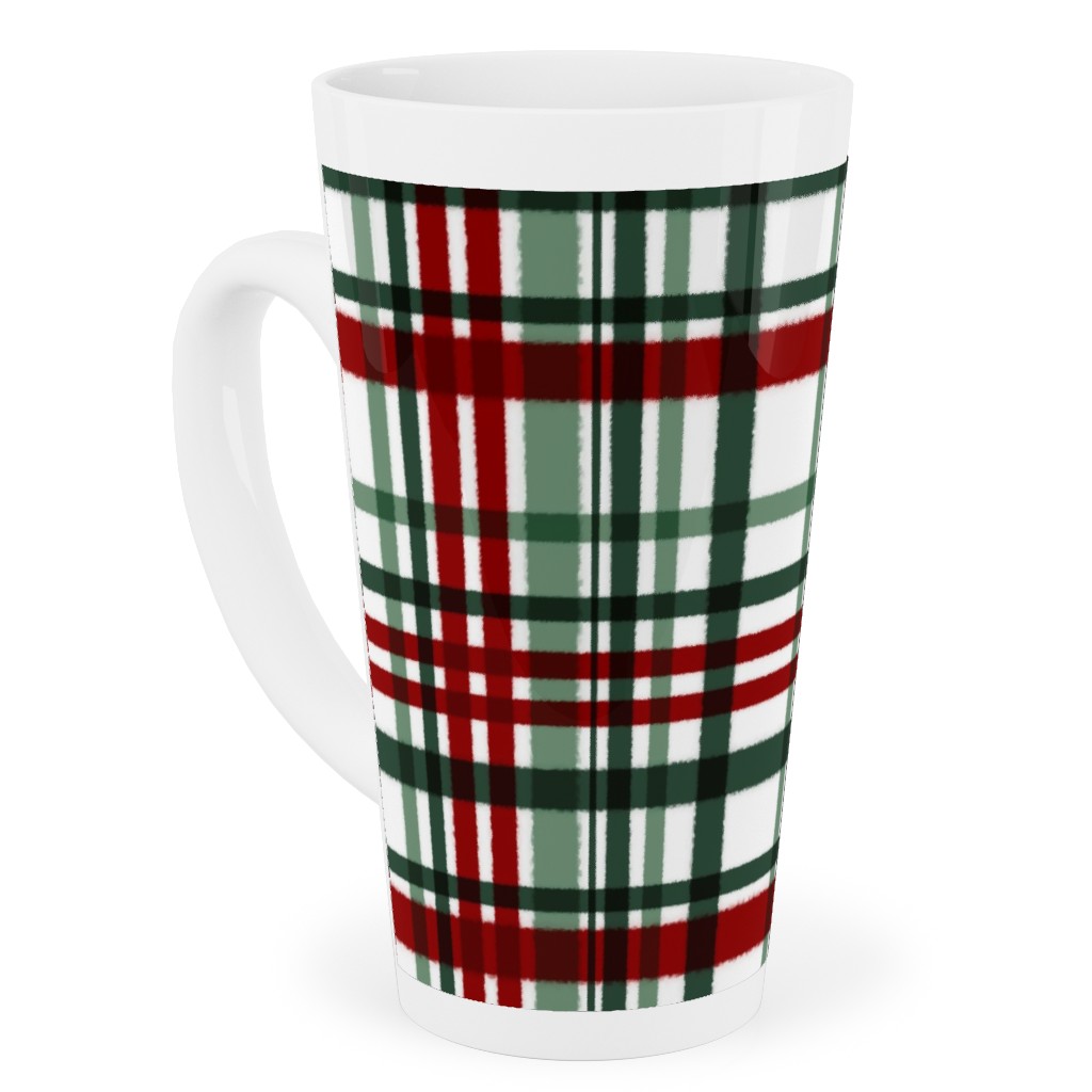 Intricate Plaid Tall Latte Mug, 17oz, Green, Brown