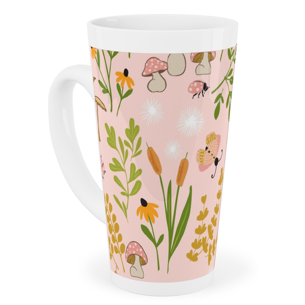 Autumn Meadow Tall Latte Mug, 17oz, Pink