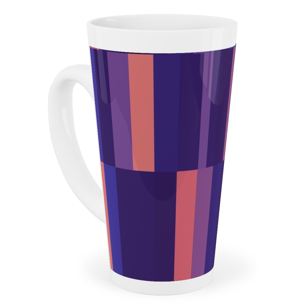 Stipe and Square - Dark Tall Latte Mug, 17oz, Purple