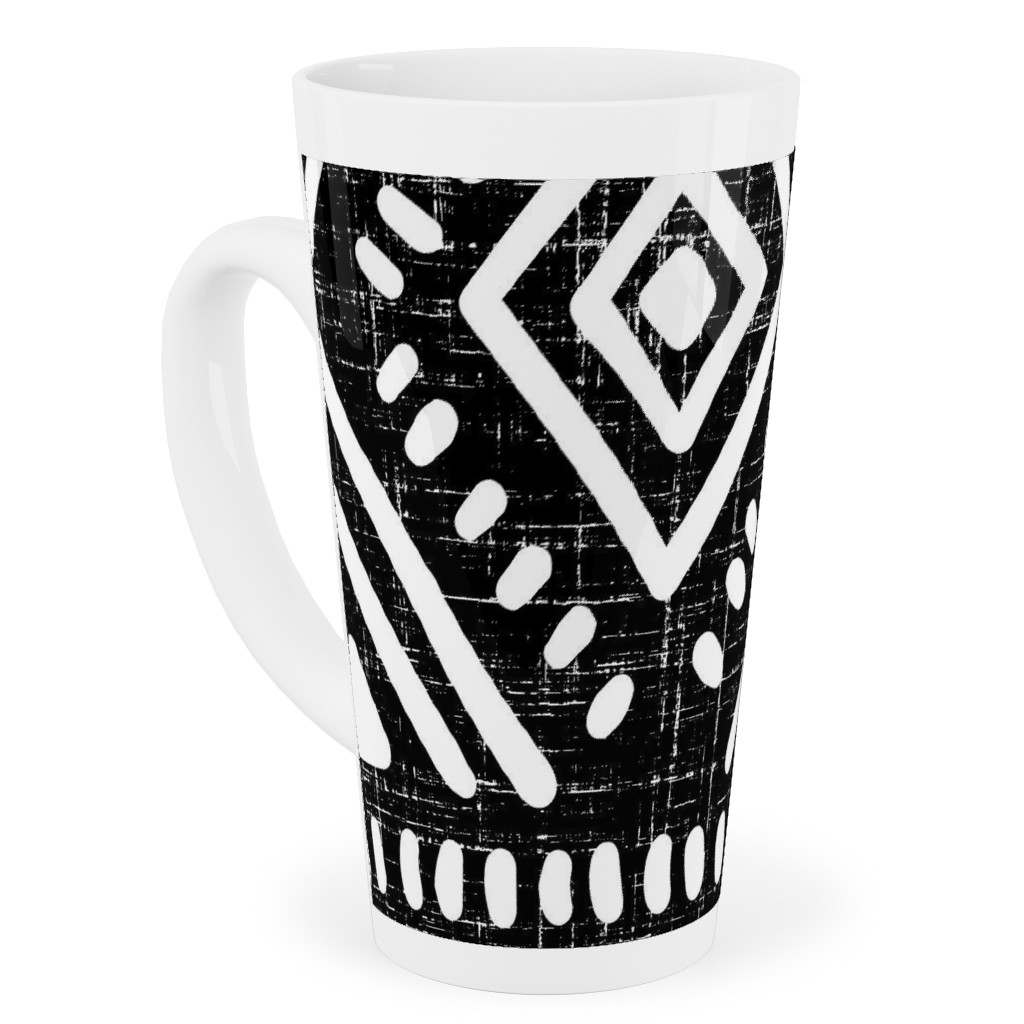 Abstract Diamond Tall Latte Mug, 17oz, Blue, Charcoal