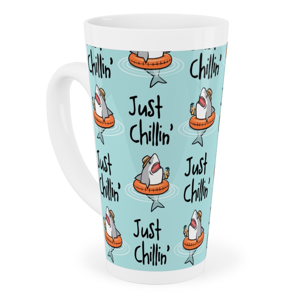 Just Chillin' - Pool Sharks - Aqua Tall Latte Mug, 17oz, Blue