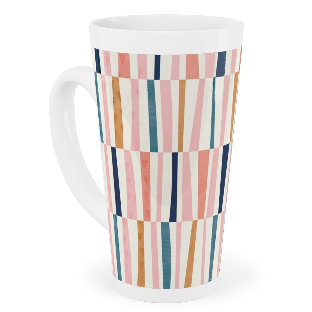 Patchwork Stripes - Multi Tall Latte Mug, 17oz, Multicolor