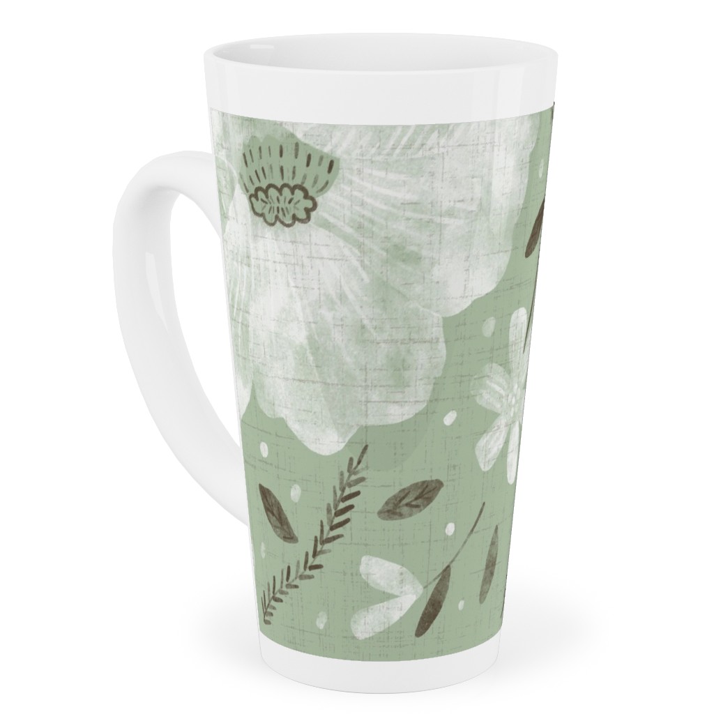 Charlotte Floral - Sage Tall Latte Mug, 17oz, Green