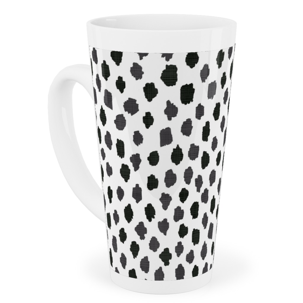 Inky Spots - Black and White Tall Latte Mug, 17oz, White