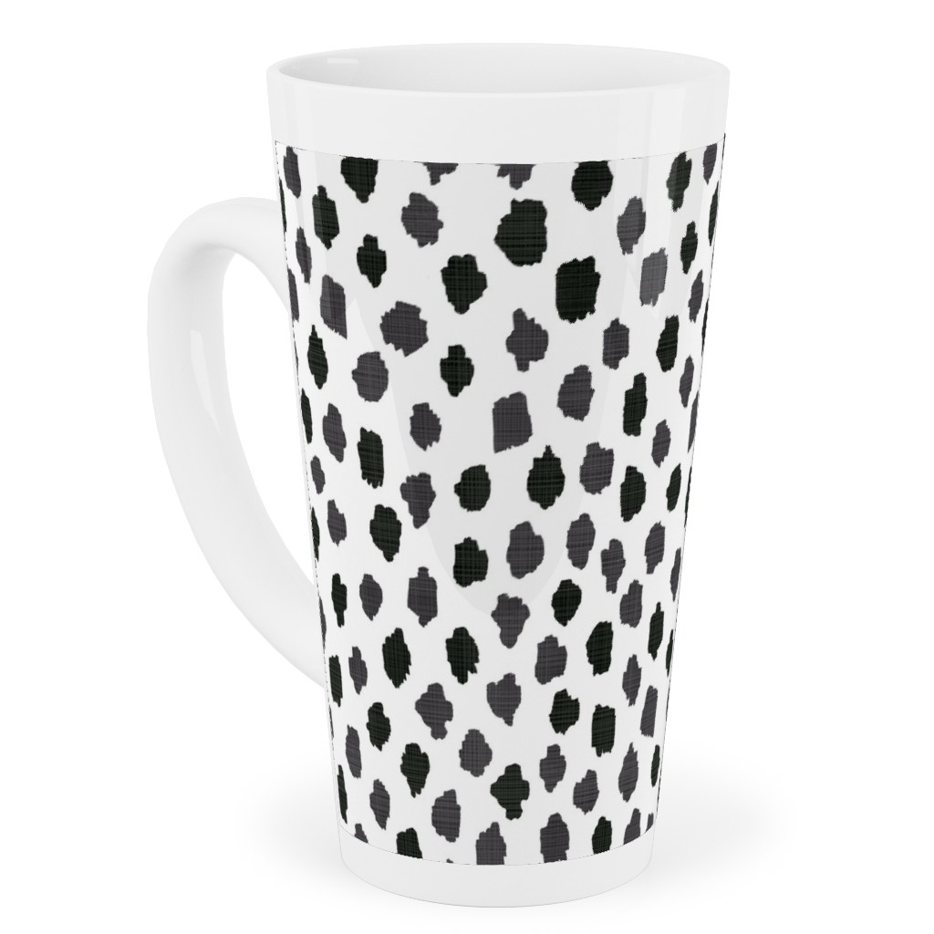 Inky Spots - Black and White Tall Latte Mug, 17oz, White, White