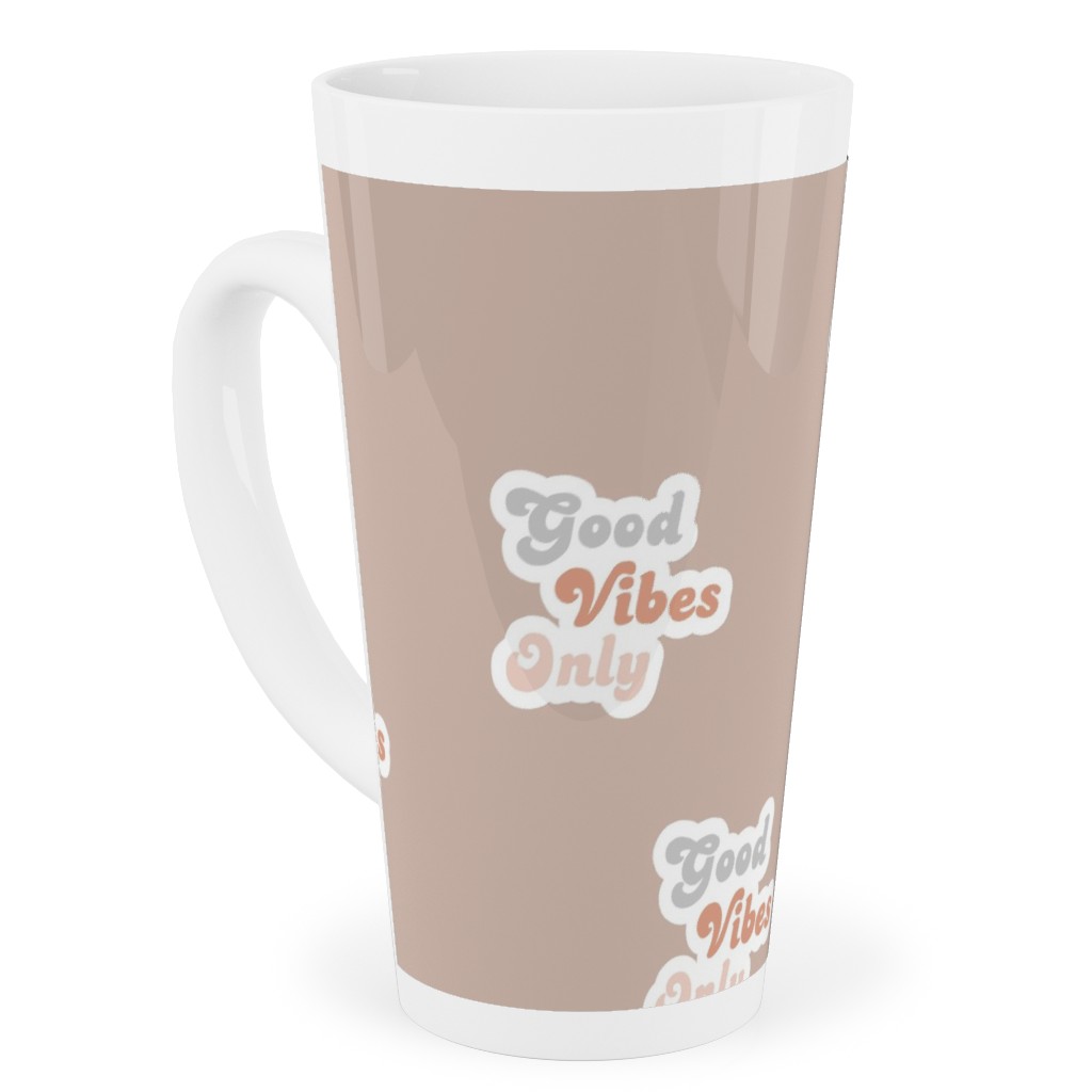 Seventies Retro Good Vibes Only Tall Latte Mug, 17oz, Pink