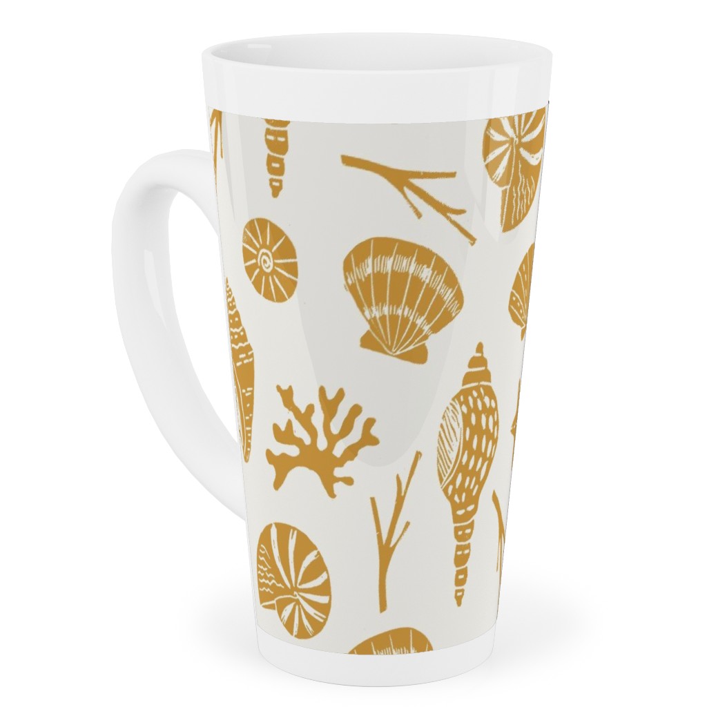 Seashells - Gold Tall Latte Mug, 17oz, Yellow, Classic Yellow
