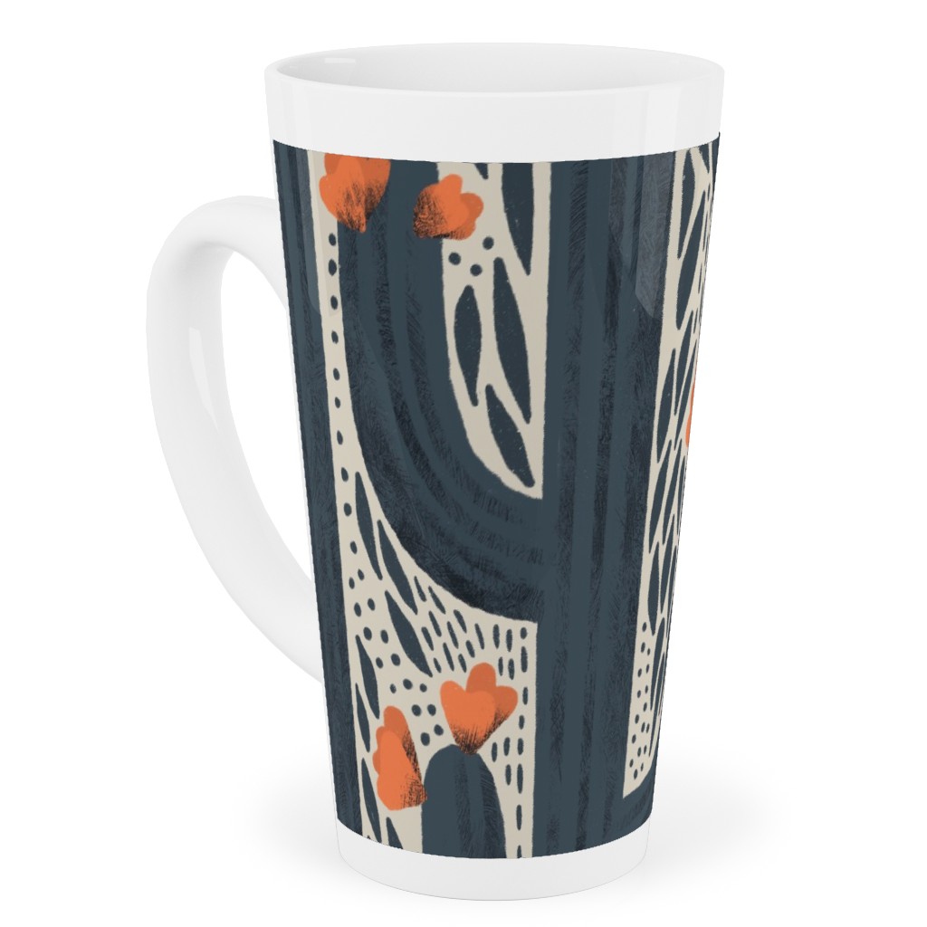 Wyatt - Cactus - Navy Tall Latte Mug, 17oz, Blue, True Blue
