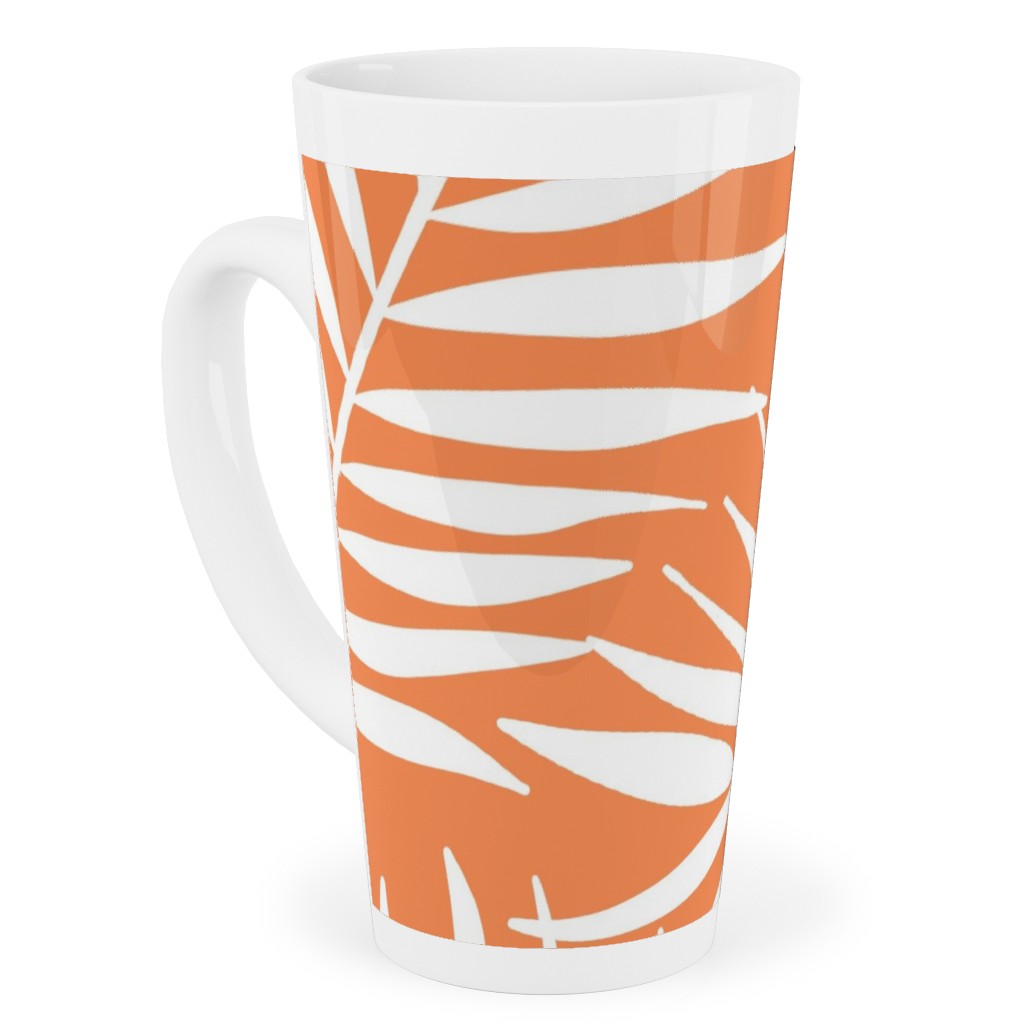 Palm Tree Leaves Tall Latte Mug, 17oz, Orange, Citrus