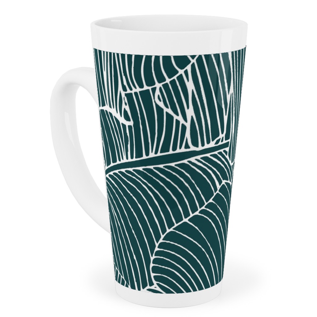 Banana Leaf - Teal Tall Latte Mug, 17oz, Green