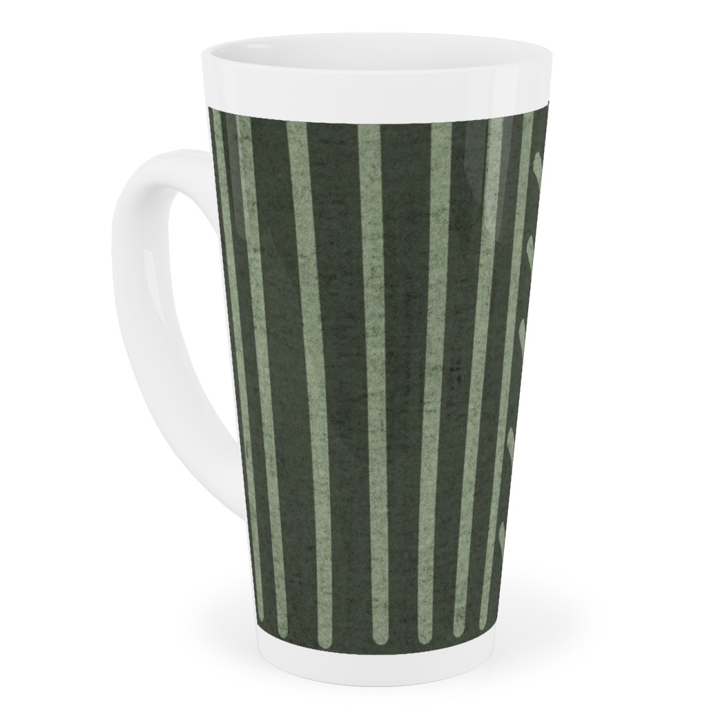 Mudcloth Weaving Line - Green Tall Latte Mug, 17oz, Green, Classic Green