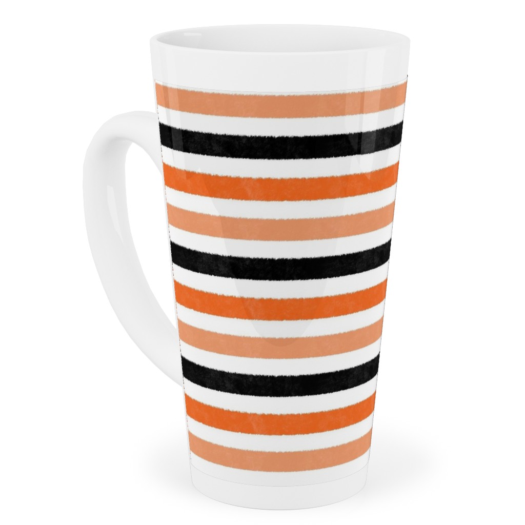 Halloween Stripes - Orange and Black Tall Latte Mug, 17oz, Orange, Orange
