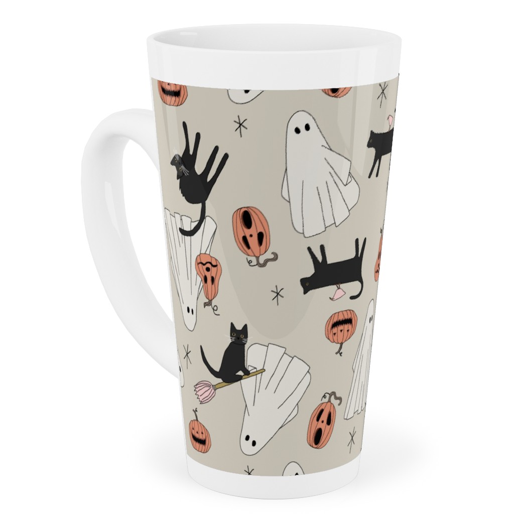 Spooky Halloween Tall Latte Mug, 17oz, Beige