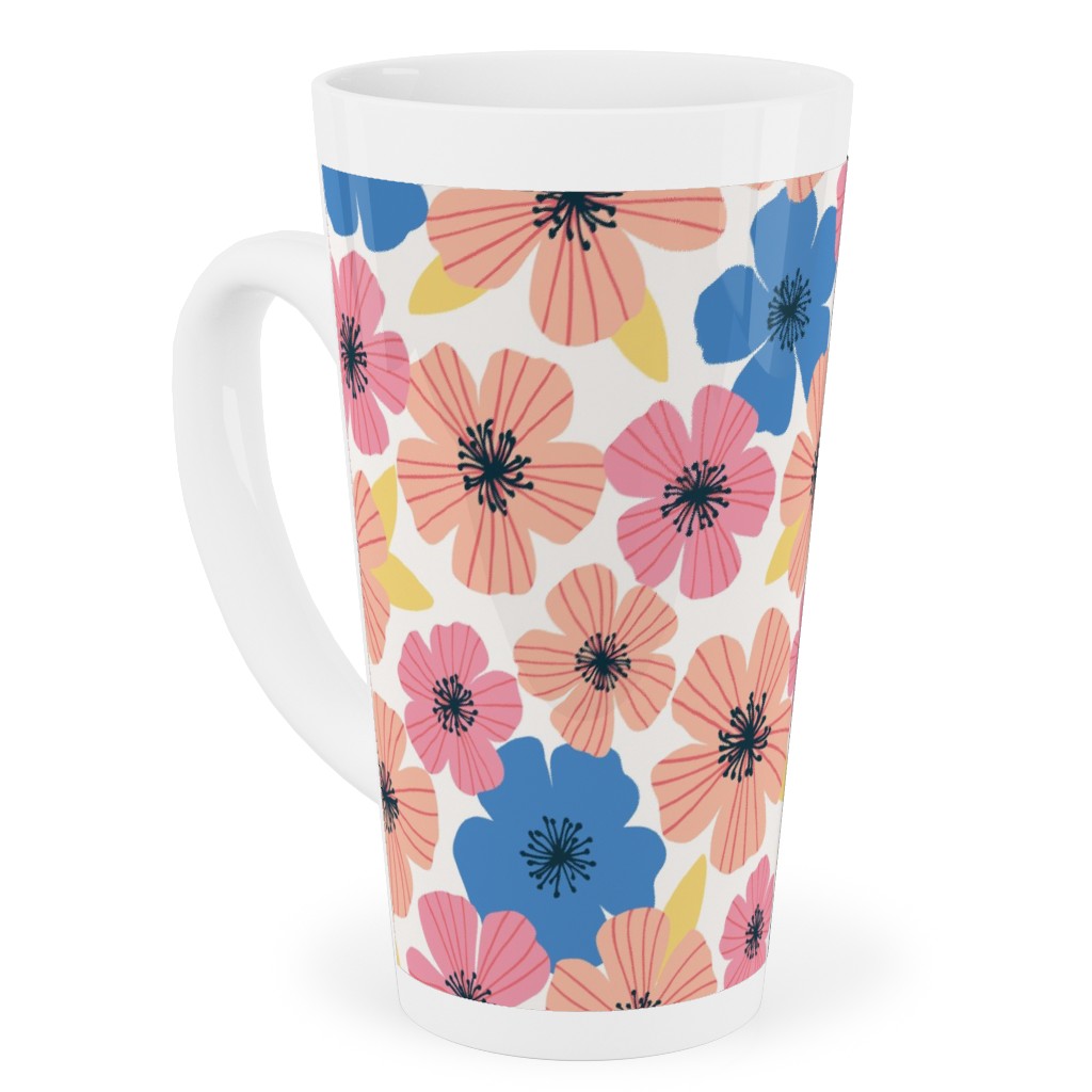 Flowerburst - Summer Mix Tall Latte Mug, 17oz, Pink, Bright Pink