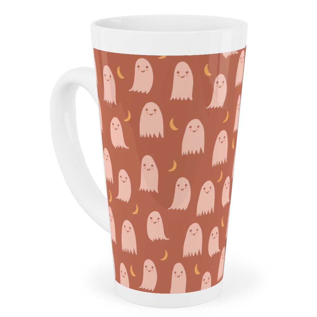 Cute Halloween Ghosts Tall Latte Mug, 17oz, Pink, Sedona