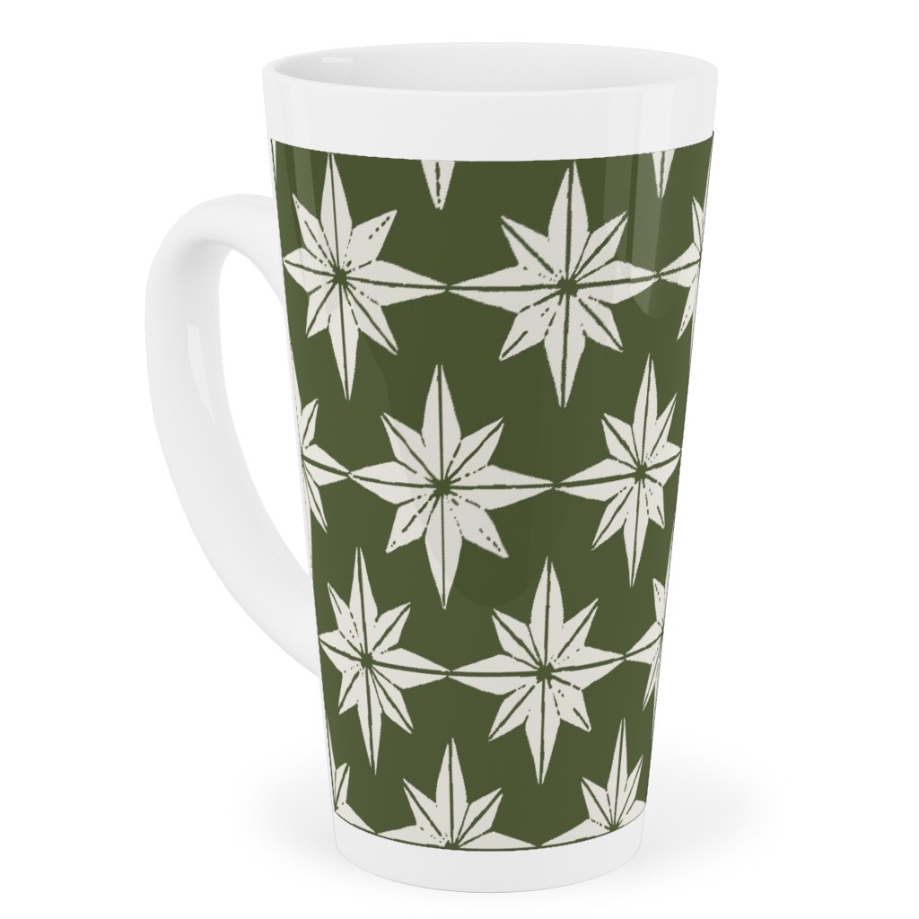 Christmas Star Tiles Tall Latte Mug, 17oz, Green
