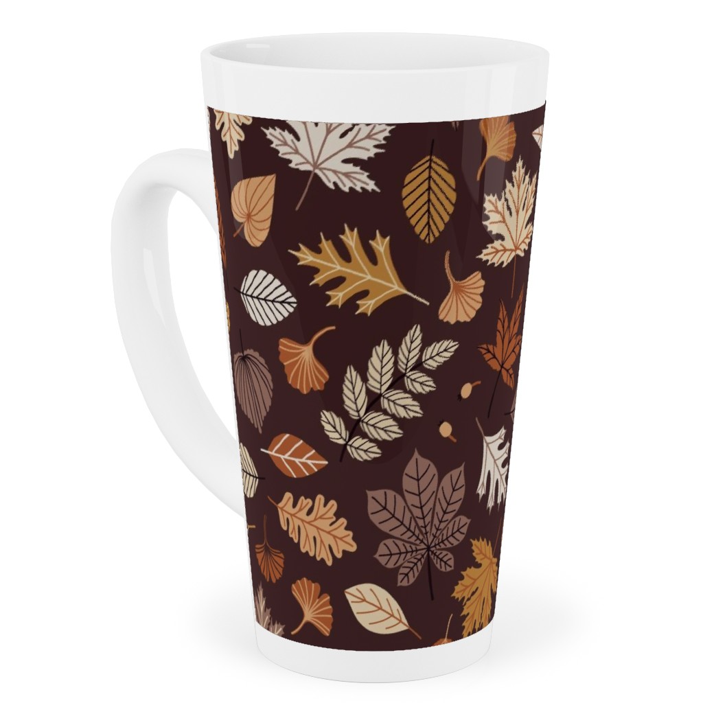 Falling Leaves - Brown Tall Latte Mug, 17oz, Brown, Brown
