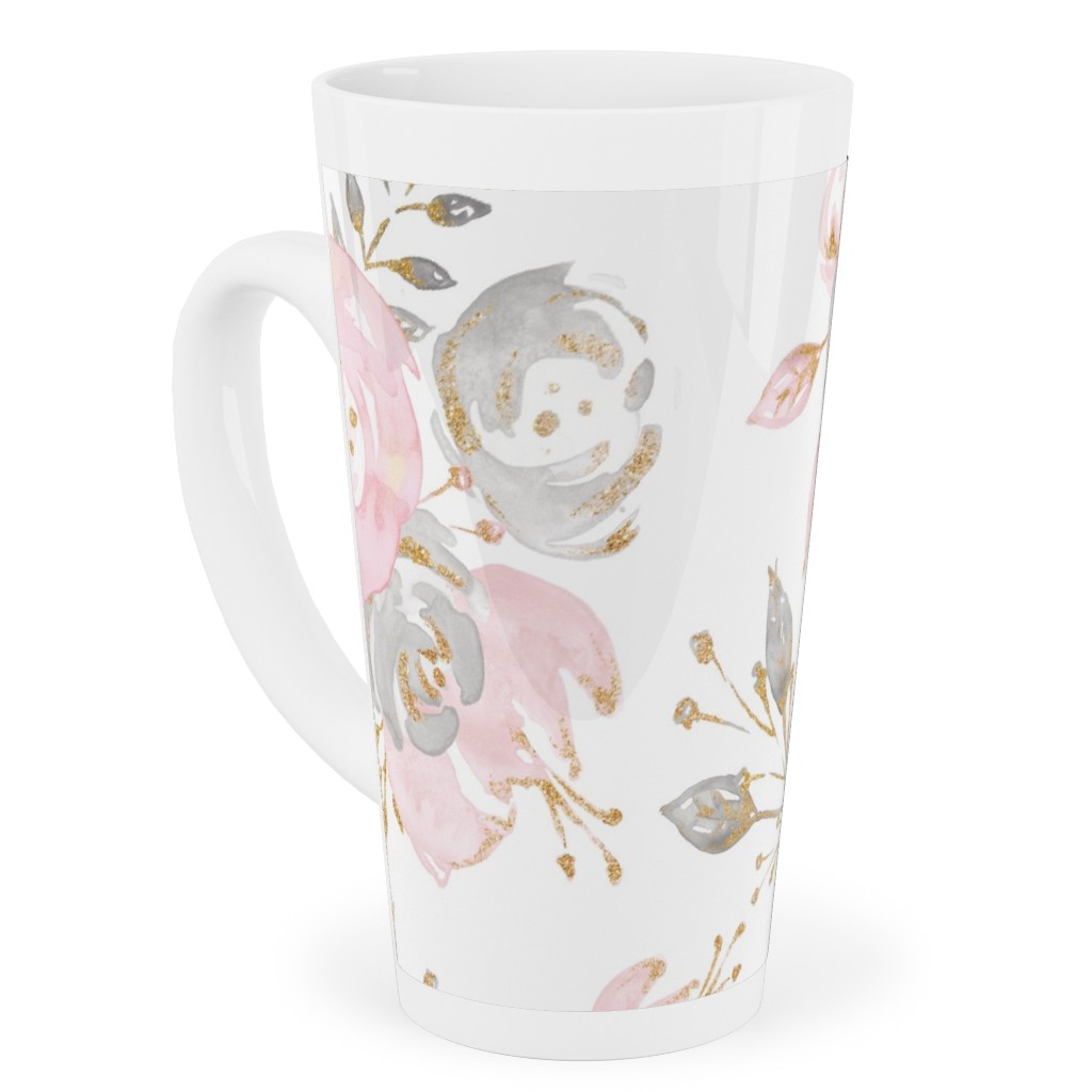 Floral - Blush Tall Latte Mug, 17oz, Pink