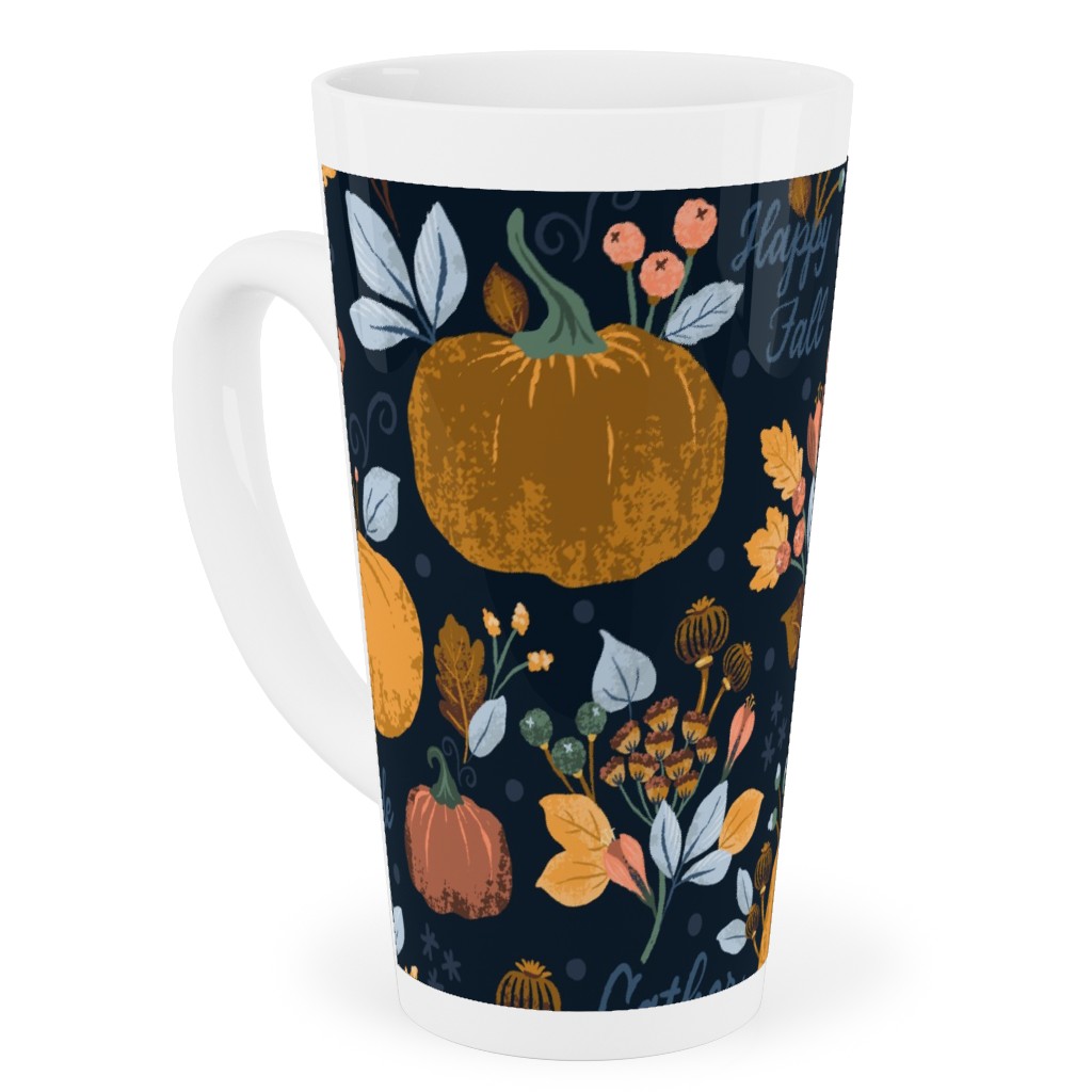 TINYMILLS Fall Harvest Pumpkin 14oz Travel Mug with Sleeve - Eco-Friendly Reusable Plant Fiber Travel Mug, Clear