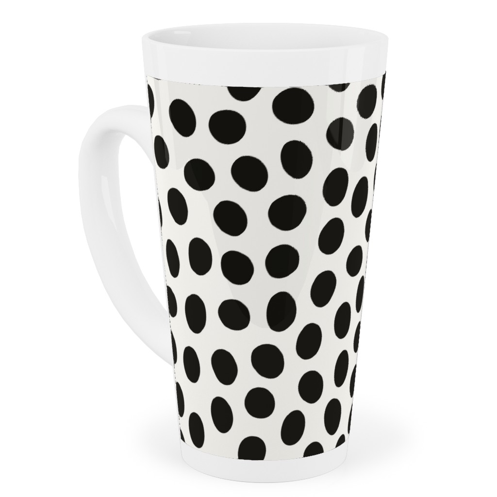 Dots - Black and White Tall Latte Mug, 17oz, White, White