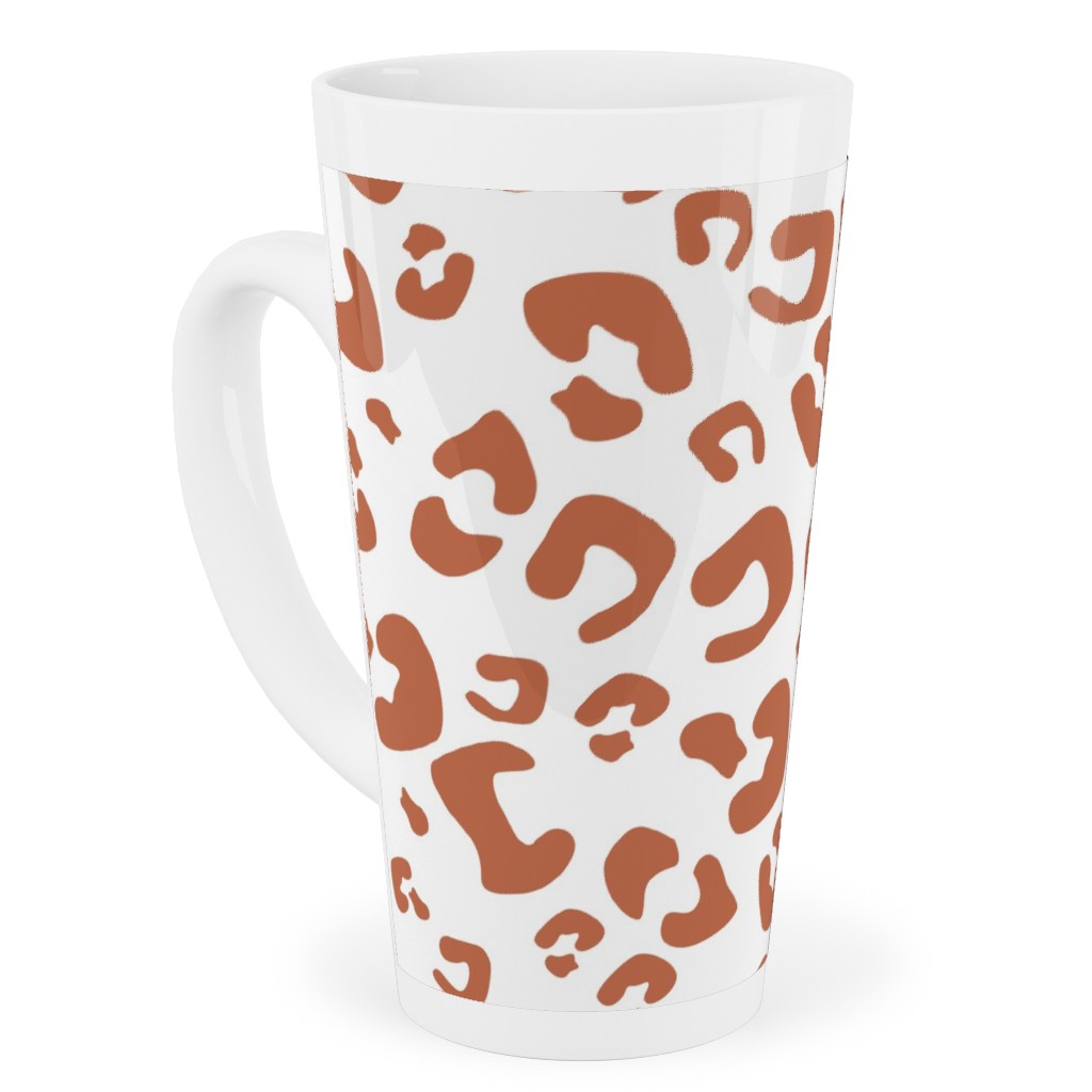 Leopard Print - Terracotta Tall Latte Mug, 17oz, Brown