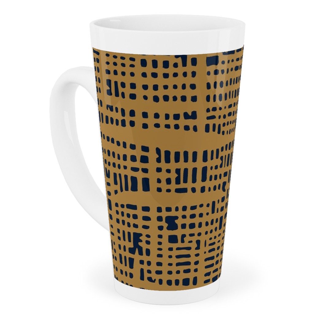 Linen Texture - Mustard Tall Latte Mug, 17oz, Yellow