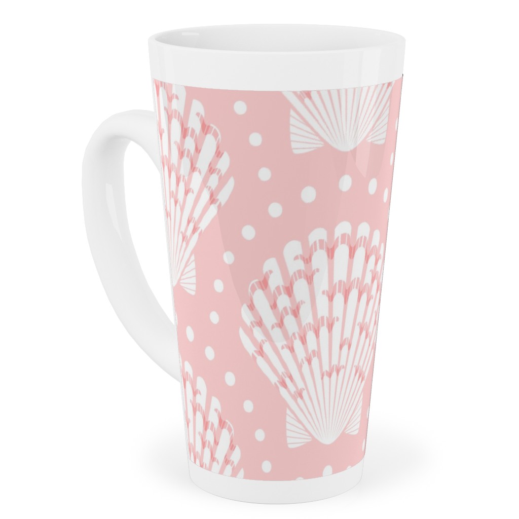 Pretty Scallop Shells - Pink Tall Latte Mug, 17oz, Pink, Bright Pink
