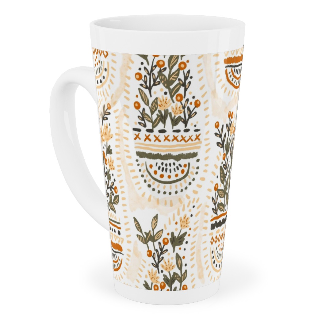 the Gardener's Pocket - Earthy Tall Latte Mug, 17oz, Beige, Pearl