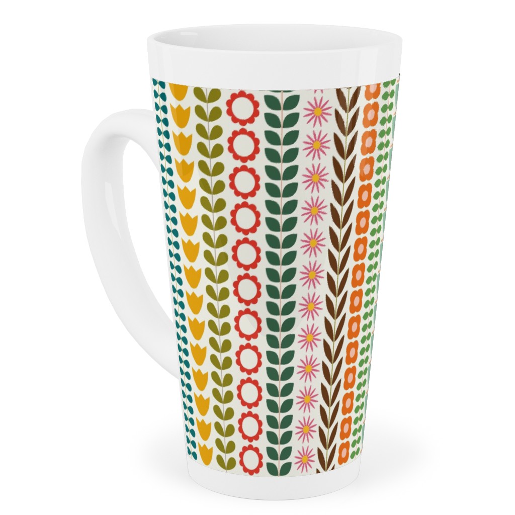 Scandinavian Folk Stripe - Multi Tall Latte Mug, 17oz, Multicolor