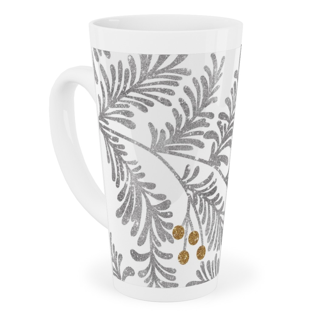 Winter Branches Tall Latte Mug, 17oz, Gray