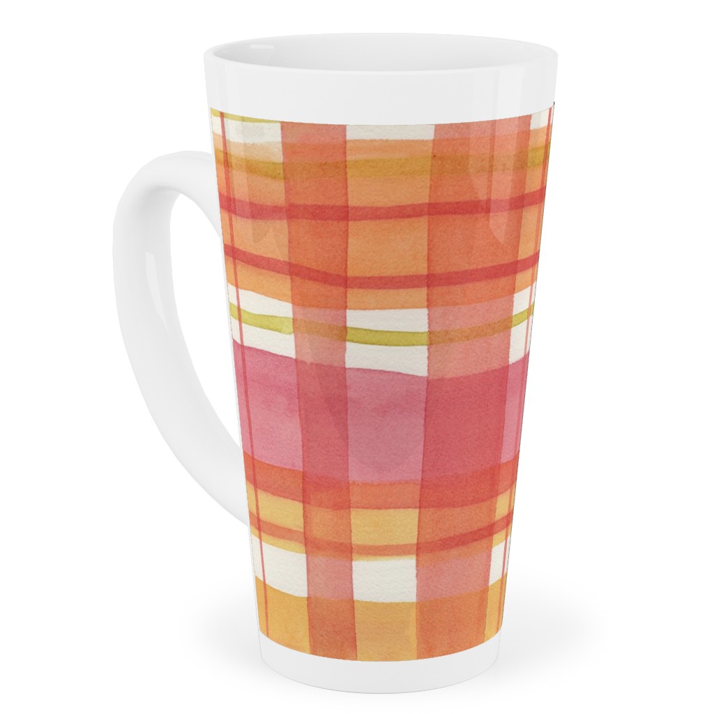 Summer Plaid Tall Latte Mug, 17oz, Multicolor