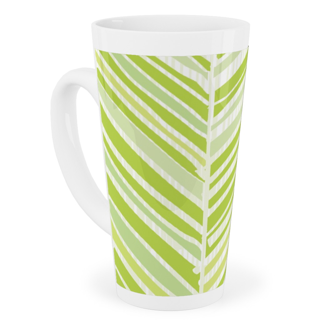 Herringbone Hues of Green Tall Latte Mug, 17oz, Green