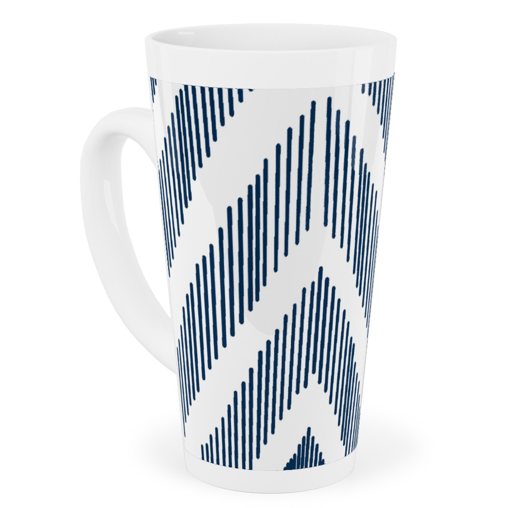 Ikat - Navy Tall Latte Mug, 17oz, Blue