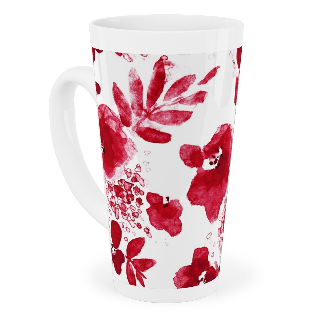 Floret Floral - Red Tall Latte Mug, 17oz, Red
