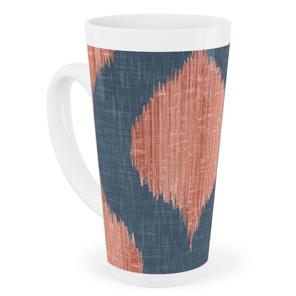 Lela Ikat - Navy and Coral Tall Latte Mug, 17oz, Blue, True Blue