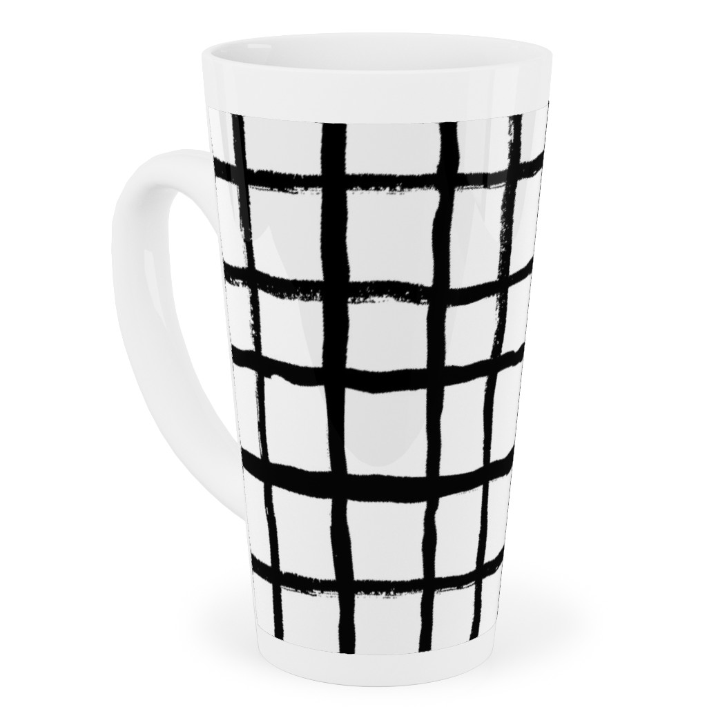 Simple Grid - Classic - Black and White Tall Latte Mug, 17oz, Black