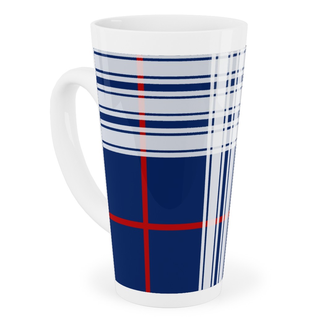 Myrtle Beach Tartan - Multi Tall Latte Mug, 17oz, Blue, True Blue