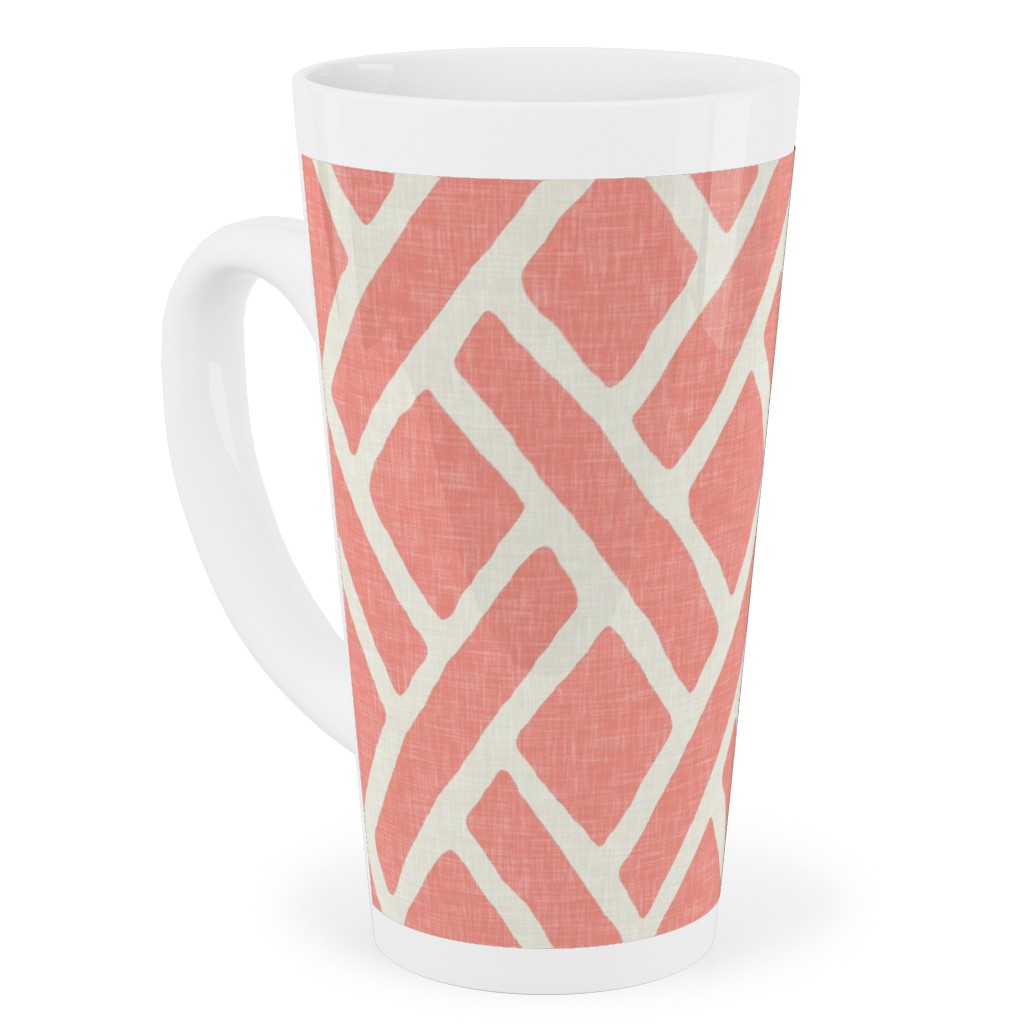 Lattice - Light Coral Tall Latte Mug, 17oz, Pink, Bright Pink