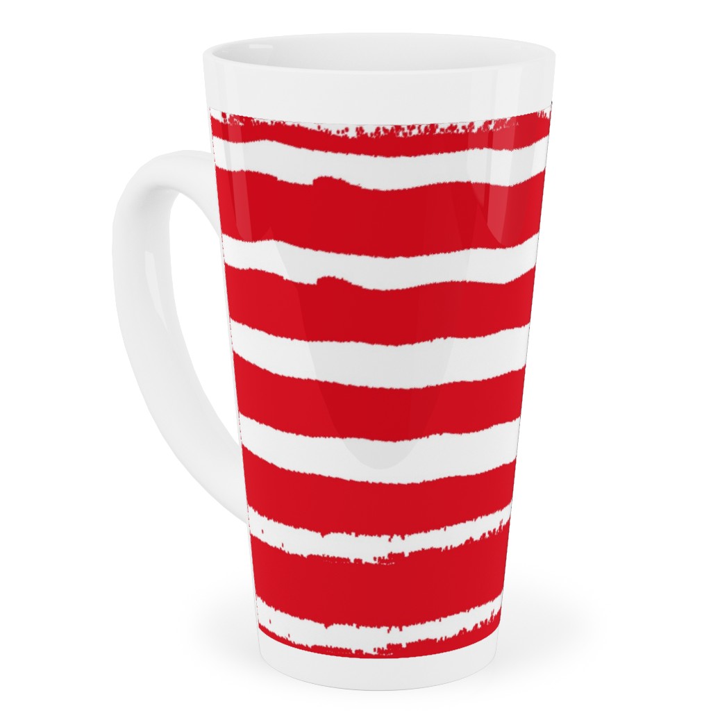 Painted Stripes - Red Tall Latte Mug, 17oz, Red