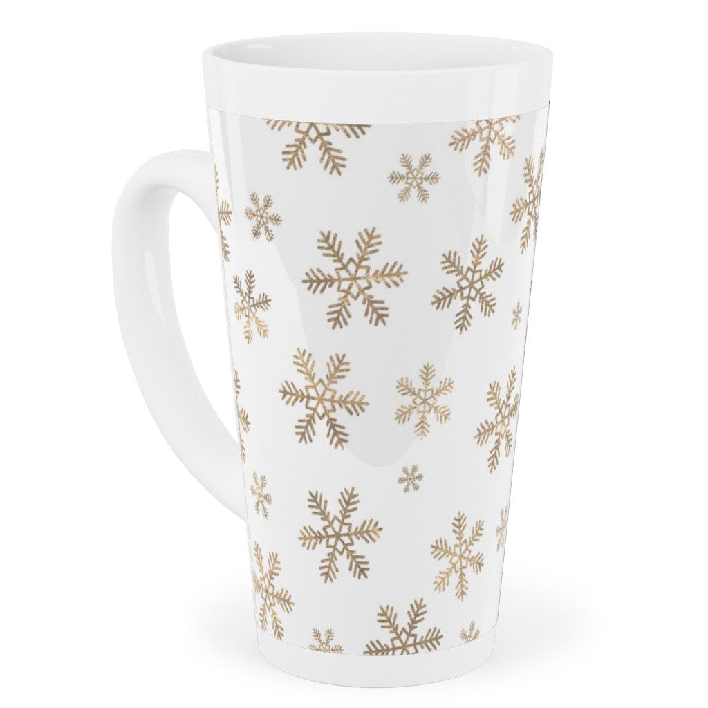 Holiday Snowflakes - Gold Tall Latte Mug, 17oz, Yellow