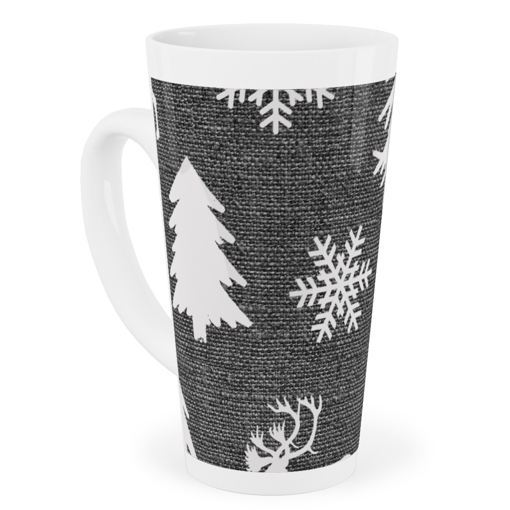 Winter Forest on Canvas Tall Latte Mug, 17oz, Gray, Gray