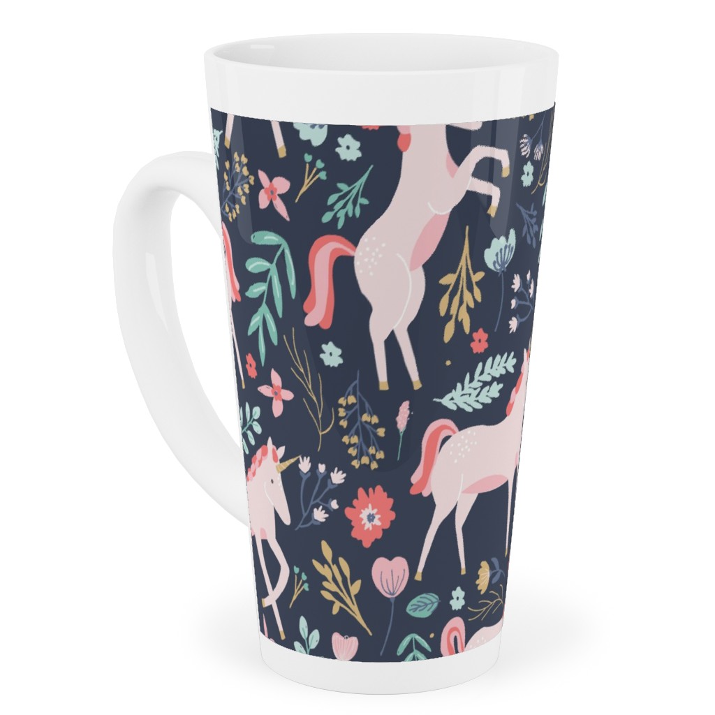 Unicorn Fields Tall Latte Mug, 17oz, Multicolor, Navy
