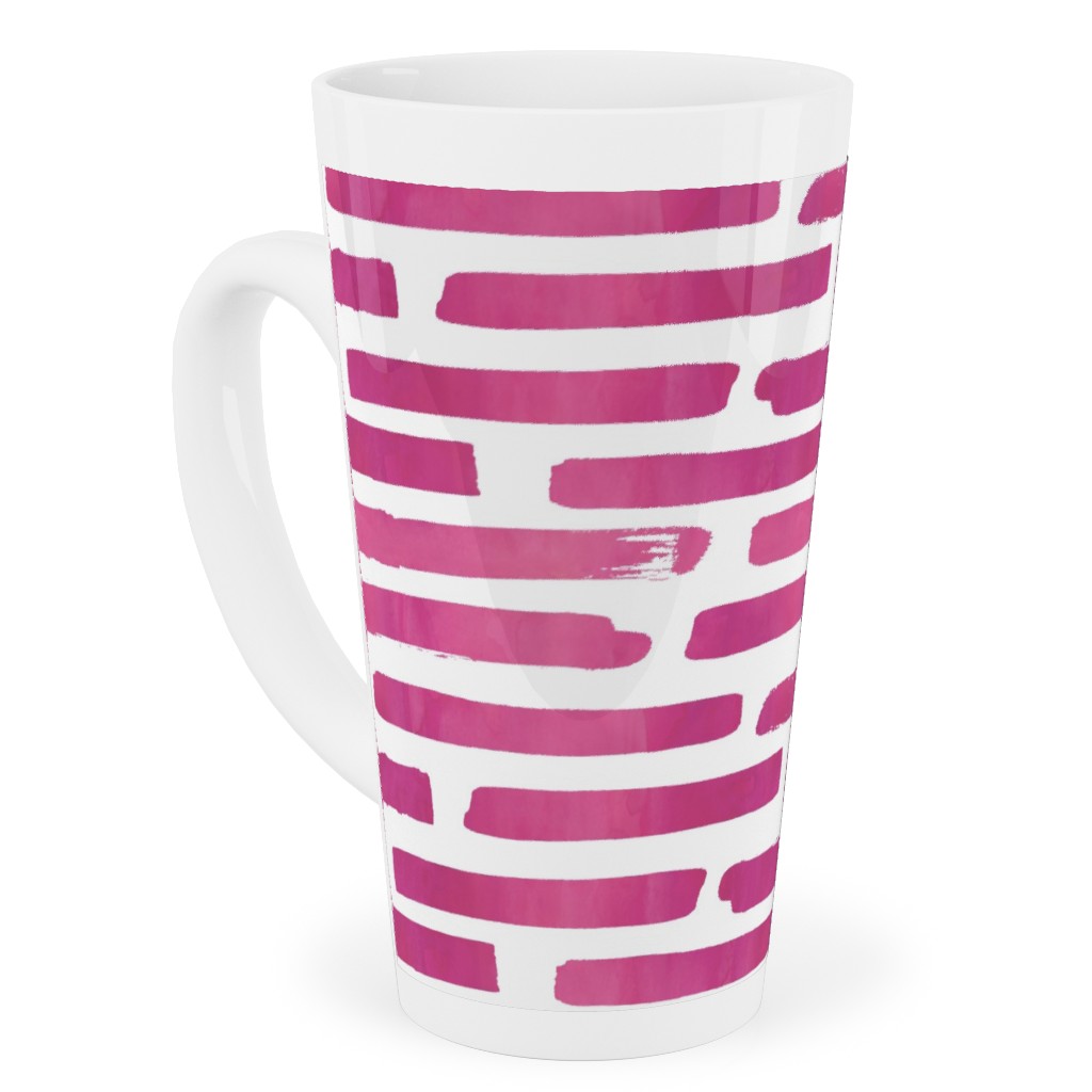 Watercolor Stripes - Berry Tall Latte Mug, 17oz, Purple