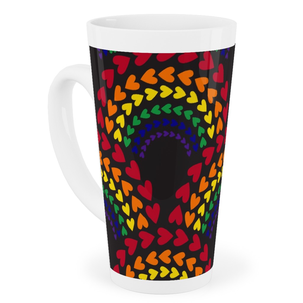 Rainbow Love Tall Latte Mug, 17oz, Multicolor, Red
