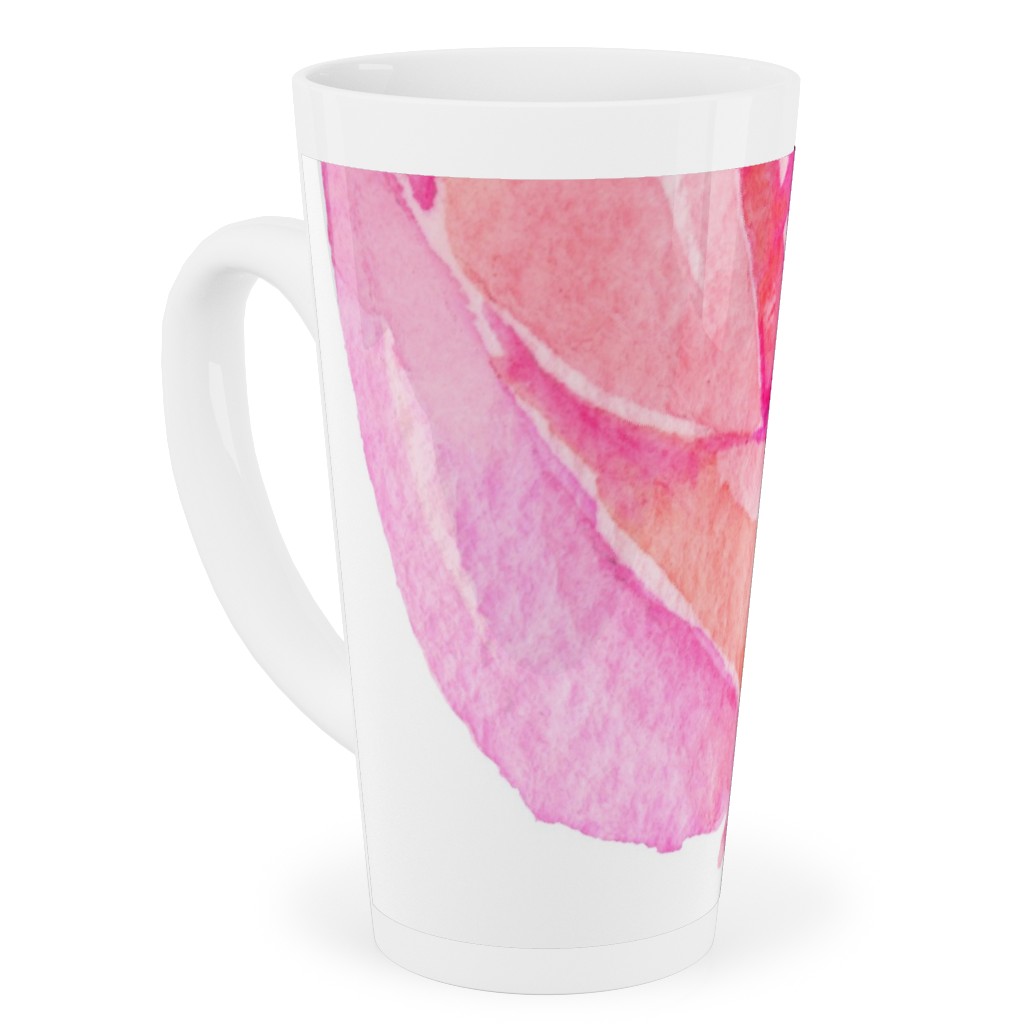 Spring Peonies, Roses, and Poppies - Pink Tall Latte Mug, 17oz, Pink, Bright Pink