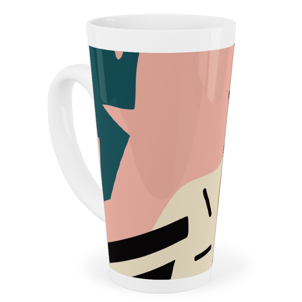 Abstract Flora - Pink and Blue Tall Latte Mug, 17oz, Multicolor