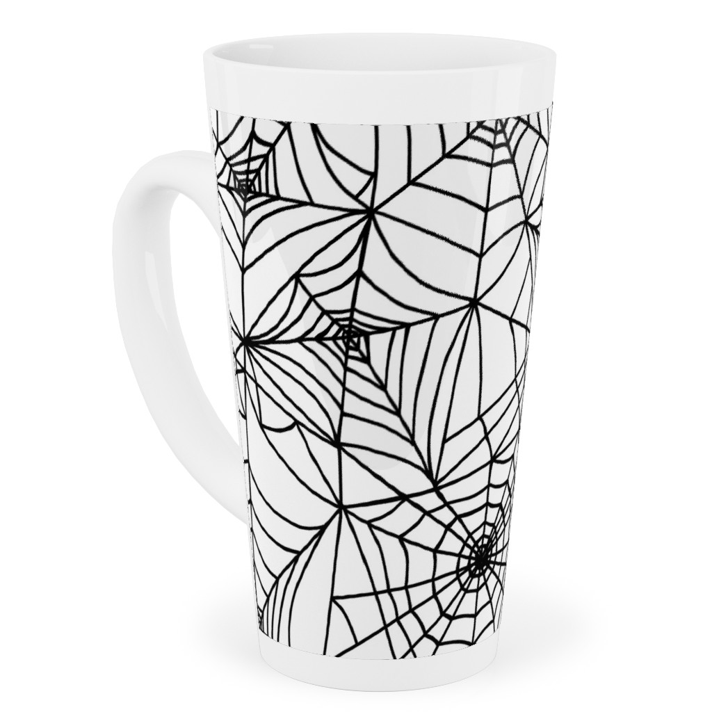 Spooky Spider Web Tall Latte Mug, 17oz, White
